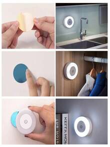 1pc LED Night Light With Touch Switch, 3 Adjustable Light Colors & Brightness, Bedside, Wardrobe, Cabinet, Staircase, Hallway Decor Night Light - Multicolor - View 4