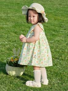 Balabala 2026款女婴公主裙，柔软轻盈的纯棉面料，甜美法式风格，可爱优雅的派对装扮 - 綠色調 - 查看 2