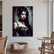 1 Póster impreso en lienzo de belleza gótica elegante, pintura de arte moderno de pared, adecuado para cafeterías, hogares, dormitorios, salas de estar, cocinas, baños, oficinas, decoración del hogar, decoración de casas, decoración de dormitorios, decoración de paredes para regalar a amigos. - Multicolor - Ver 4
