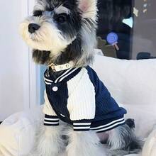 1. Áo sơ mi bóng chày kiểu dáng thú cưng dành cho cún cưng, thời trang và thú vị với họa tiết túi thêu, thích hợp cho mùa thu đông. - Màu xanh hải quân - Xem 5