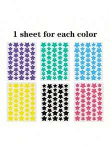 1/6 hojas, 240 piezas en total de pegatinas de estrellas de colores, adecuadas para decoración de Halloween, fiesta de Navidad, decoración de fotos, decoración facial (1 hoja por color), solo para decoración (no para uso cosmético), precio asequible, decoración de habitaciones, tocador, viajes, dormitorio, accesorios de maquillaje (puede haber una ligera diferencia de color debido a la diferencia de lote de producción, por favor, entiéndalo). - Multicolor - Ver 11