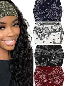 Băng đô thể thao rộng cho nữ, họa tiết hoa điều kiểu Bohemia châu Âu và Mỹ, chất liệu cotton co giãn, chống trượt, thoáng khí. - Nhiều màu - Xem 6