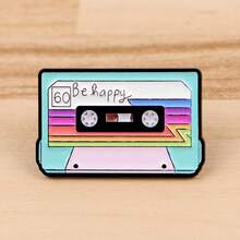 复古卡带CD软珐琅胸针，男女通用，可作衣服徽章、珠宝领针、包包背包配饰。 - 黑色 - 查看 8