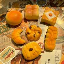 2个装热门盲盒可爱面包造型慢回弹减压捏捏乐玩具，创意搞怪礼物 - 彩色 - 查看 2