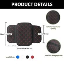 Almofada de apoio de braço para carro com estampa de pentagrama (1 Peça), disponível nas versões com e sem compartimento duplo, em Pu, ideal para guardar documentos, 30,5 cm x 20,3 cm, acessório para interior de carro. - Sem bolsos - Ver 8