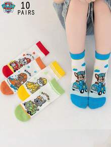 1/5/10 Pairs Paw Patrol Kids Thin Mesh Cartoon Breathable Mid-Calf Socks, Suitable For Ages 2-14, Spring/Summer - Multicolor - View 15