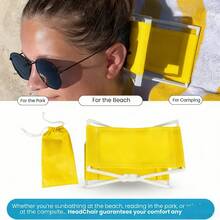 Vintage Beach Lounge Chair Cushion, Portable Foldable Beach Pillow - Yellow - View 1