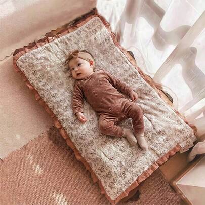 1 tấm lót nệm cũi em bé, chất liệu vải nhung mềm mại, ấm áp, dùng cho giường trẻ sơ sinh, bộ đồ giường trẻ em, có thể đảo mặt và giặt được.