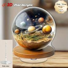 Đồ trang trí hình hệ mặt trời dạng phẳng 2D, 1 quả cầu acrylic, thiết kế xoay phẳng 2D, mang lại cảm giác thư giãn và trang nhã cho văn phòng và nhà cửa, phù hợp cho 11 dịp lễ hội. - 1PC - Xem 1
