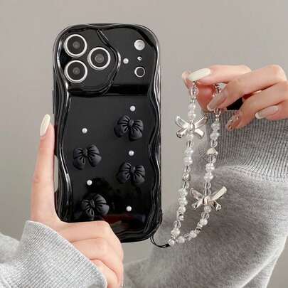 (Sigue la tienda, recoge el producto para obtener un cordón de identificación gratis) Pulsera con lazo + Funda de teléfono linda con correa para la muñeca, compatible con iPhone 17 Pro Max/16 Pro Max/15 Pro Max/14 Pro Max/13 Pro Max/12 Pro Max/11 Pro Max/XS Max/7/8 Plus, S26/25 24 32 1u, Honor