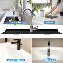 1pc Silicone Faucet Splash Guard, Kitchen Sink Non-Slip Mat, Soap Dish Holder, Bathroom Countertop Protector, Splash Guard, Multi-Function Sink Organizer | Silicone, Kitchen Sink Splash Cover - Multicolor - View 10