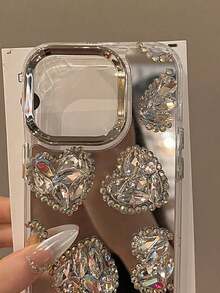 镜面银色钻石心形手机壳，兼容苹果 17 Pro Max/ 17 Pro/ 17 手机壳，也兼容苹果 16 Pro Max/ 16 Pro/ 16/ 15 Pro Max/ 15 Pro/ 15 手机壳，以及新款苹果 14 Pro Max/ 13 Pro/ 13/ 12/ 11 手机壳 - 彩色 - 查看 3