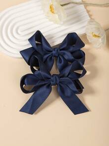 1/2pcs Fresh & Sweet Double-Layer Ribbon Bow Hair Clips, Ponytail Friendly Princess Hair Accessories Suitable For Party & Daily Wear - Multicolor - View 16