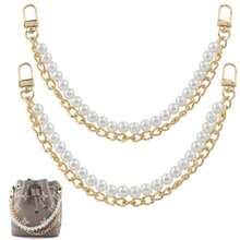 2Pc Pearl Pure ChainBag Pure Charm Chain For Handbag Metal Pure Trap Extender Replacement For Handbag Crobody Houlder Bag Pure Acceorie Charm 12.2" Gold - Big PearlGold - View 1
