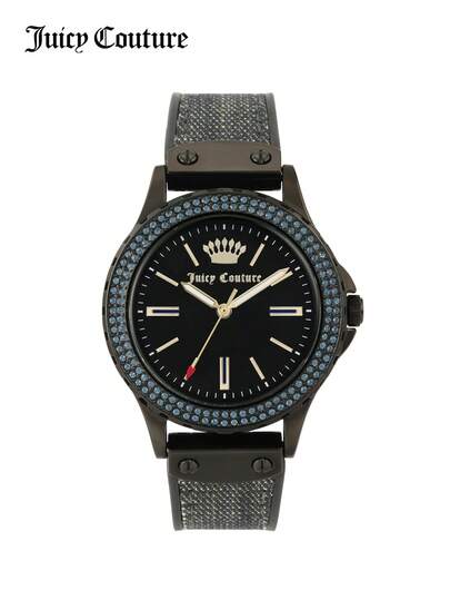 Juicy Couture Ladies Quartz Wristwatches Watches For Women Black Round Dial Silicone Band Strap