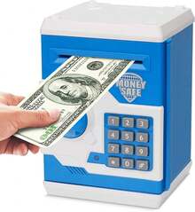 2026 Hot Cartoon ATM Piggy Bank Kids, Password Protected Money Saving Box Cash And Coins, Electronic Money Storage Toy, Birthday Boys Girls Children - Blue - View 1