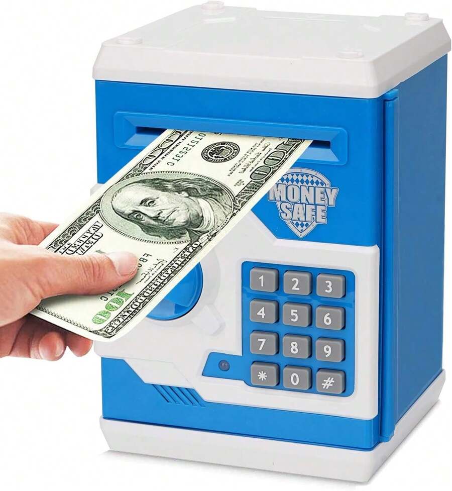 2026 Hot Cartoon ATM Piggy Bank Kids, Password Protected Money Saving Box Cash And Coins, Electronic Money Storage Toy, Birthday Boys Girls Children - Blue - View 1