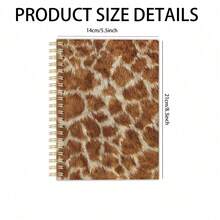 DANPERJI 1 cuốn sổ tay lò xo A5 in hình hươu cao cổ, sổ ghi chép họa tiết lông thú sắc nét (không phải lông thú thật), món quà văn phòng phẩm hoàn hảo cho người yêu động vật, thích hợp cho văn phòng và trường học. - lông hươu cao cổ - Xem 5