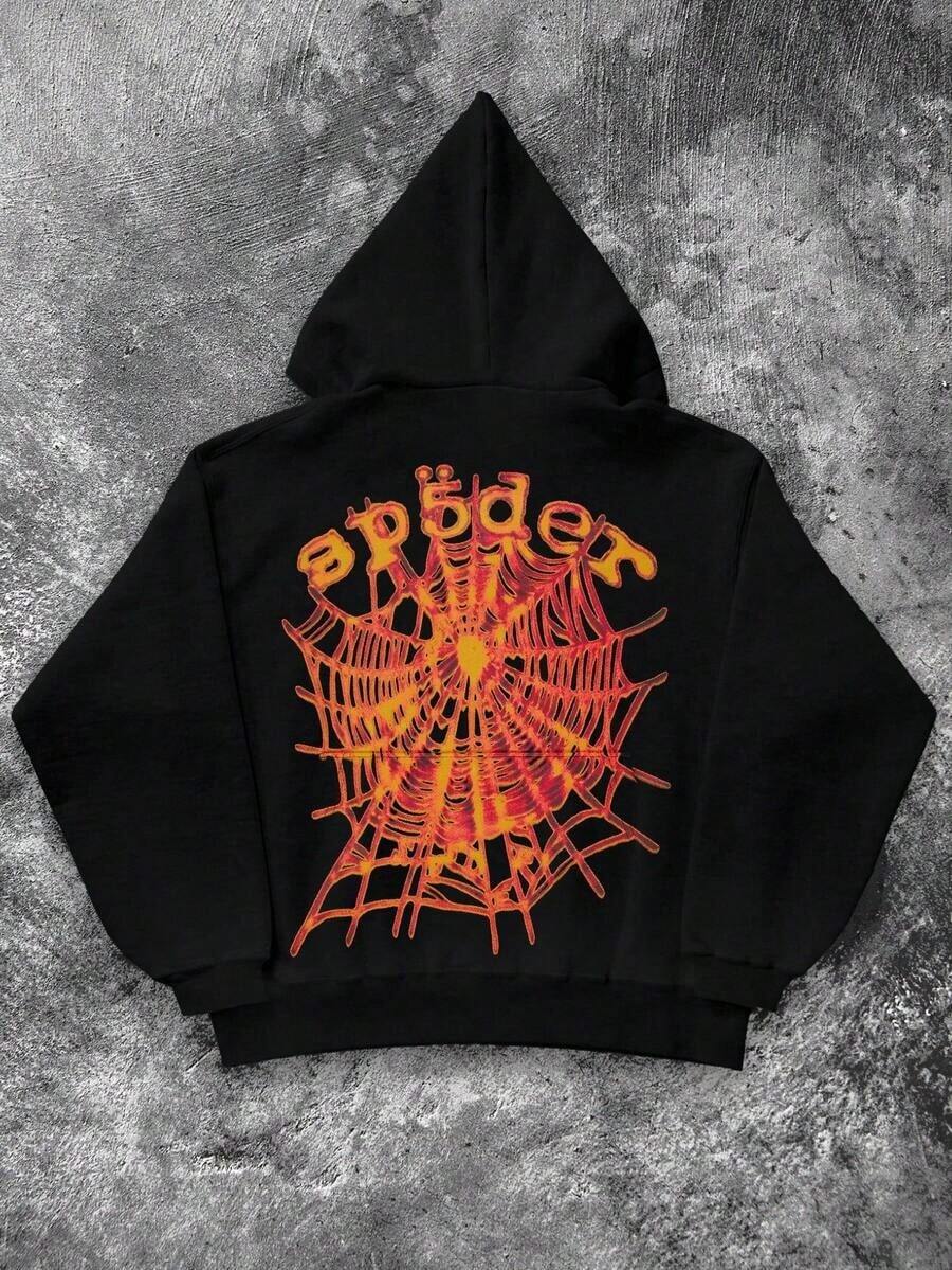 Men's Printed Long-Sleeved Cotton Pullover Hoodie, Autumn/Winter Wear, Y2K Streetwear, Casual Wear, Streetwear, Grunge Gothic Jesus Style, Perfect For New Year's And Christmas Couple Gifts. - màu đen - Xem 1
