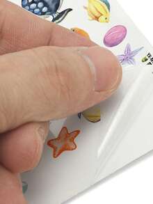 SUPSTICKER 1片儿童浴室水彩海洋生物墙贴，INS风格，PVC材质，即撕即贴，安装简便，适用于浴室、儿童房、卫生间、墙面装饰，尺寸：11.61*11.81英寸 - 彩色 - 查看 2