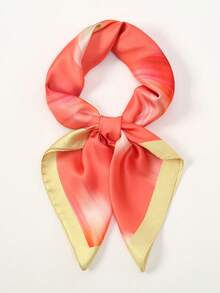 1条简约印花70厘米方形围巾，新款春季女士头巾，多功能腰带、头巾、时尚领巾 - 彩色 - 查看 5