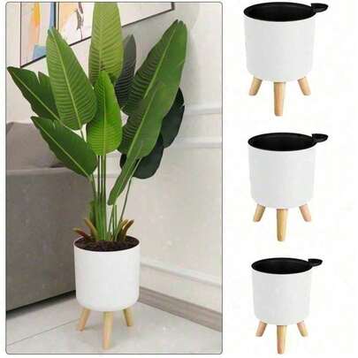 Nordic Style Modern FlowerPot Wooden Leg Bedroom Living Room Floor Plants Bracket Planting Pots Balcony Bonsai Home Garden Decor