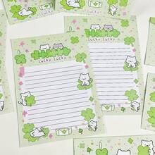 Bộ 5 phong bì hình mèo may mắn và cỏ ba lá (5 phong bì + 5 giấy viết thư), văn phòng phẩm viết tay, quà tặng kiểu INS cho bạn bè. - Bộ - Xem 6