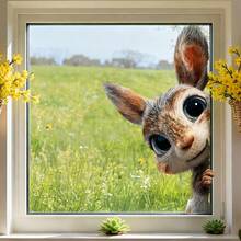 Peeking Rabbit Window Stickers,Gifts For Kids- Transparent Wall Decals, Removable,Perfect For Switches And Glass Windows, Self-Adhesive Vinyl Stickers, Suitable For Home And Car Decoration, Easy To Apply, Suitable For Children Bedroom,Baby Room - A - View 2