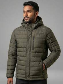 Men's Thermal And Lined Bobojaco Jacket With Removable Hood - Winter Launch - Army Green - View 1