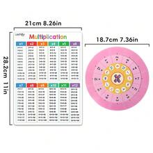 1-12 Tarjetas de Entrenamiento de Multiplicación con Mesa Giratoria de Emparejamiento de Hechos Matemáticos, Herramienta de Aprendizaje Montessori para Niños, Juguetes de Iluminación Matemática - Multicolor - Ver 4