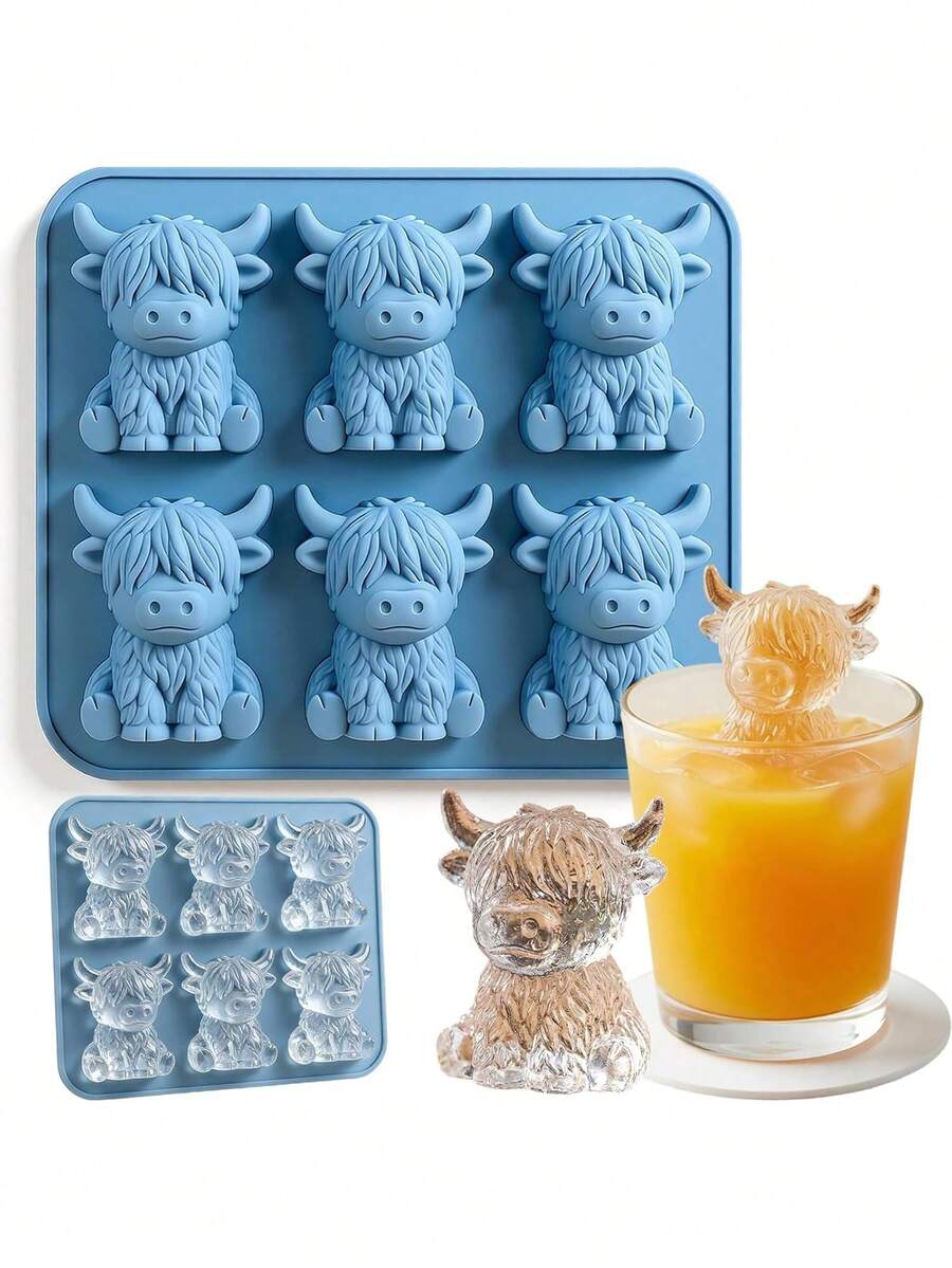 1pc Milk Ice Cube Mold - Cute 3D Cow Shaped Silicone Ice Tray, Reusable Farm Animal Theme Ice Cube Maker For Whiskey, Coffee, Summer Drinks, Suitable For Party, Bar, Home Kitchen And Birthday Gift - Multicolor - View 1