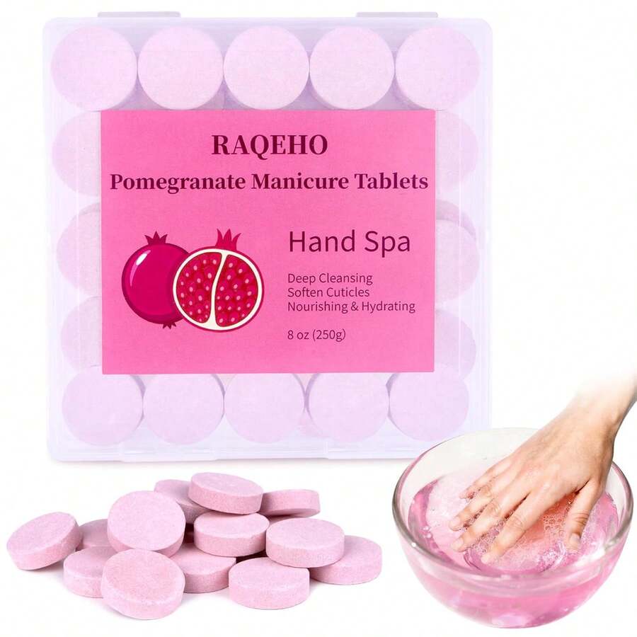 Manicure Spa Tablets 8oz -Pomegranate Soak Balls, Moisturizing Tablets, Cuticle Softener For Foot And Hand Soak Pedicure Spa Supplies Manicure Tools Nail Salon & Tavel Esenntial(40count) - 牛奶蜂蜜 - 查看 1