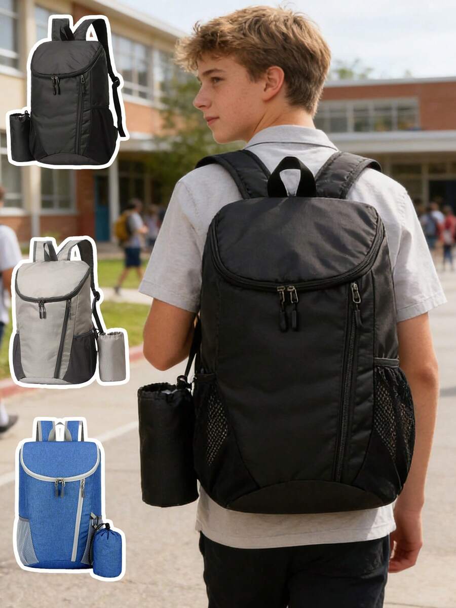 1pc Foldable Lightweight Backpack, Large Capacity Student Bag, Hiking Rucksack, Portable Storage Travel Bag, Dual-Use For Commute & Outdoor, Multiple Colors Available, Suitable For Daily, Campus, Outdoor, Boys & Girls - one-size - View 1
