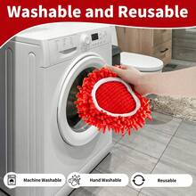 DLAIMI 1/2/4pcs New Multicolor Rotating Mop Replacement Heads, Suitable For EasyWring 1Tank System Deep Cleaning, Wet & Dry Use For Kitchen, Bathroom, Floor Cleaning, Red - Red - View 9
