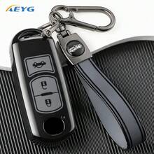 适用于2015年至2019年款Model 2、3、6、Atenza、Axela、Demio、CX-5、CX-3、CX-7和CX-9的TPU汽车钥匙遥控器保护套，带链条 - 馬自達A款 - 查看 16