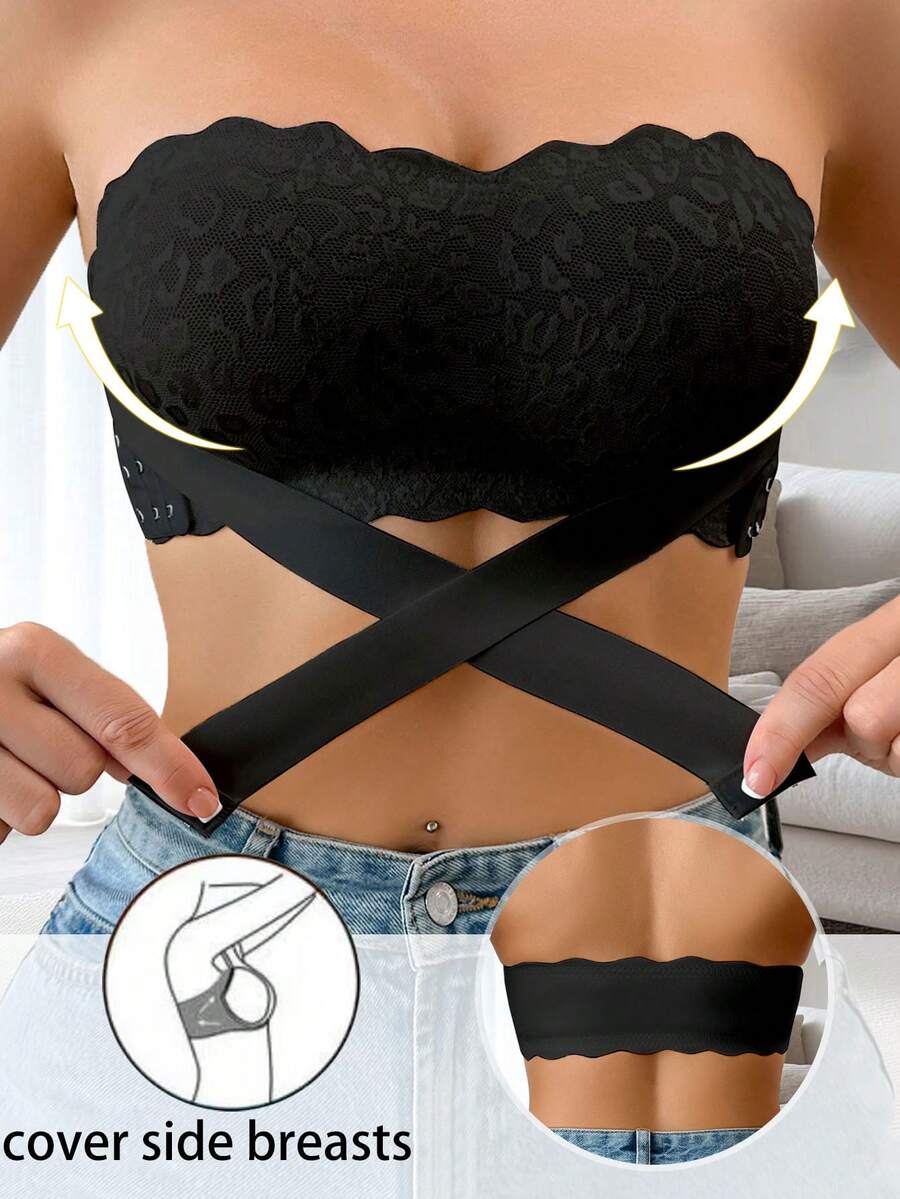 Women's Wireless Mesh Front Closure Comfortable Bra - Black - View 1