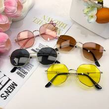 1/4 piezas Gafas de moda con montura metálica completa para niños, estilo cat-eye, gafas de moda - Negro - Ver 3