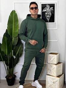 Men's Cotton Winter Fleece Set - Pants/Sweatshirt - màu xanh lá - Xem 1