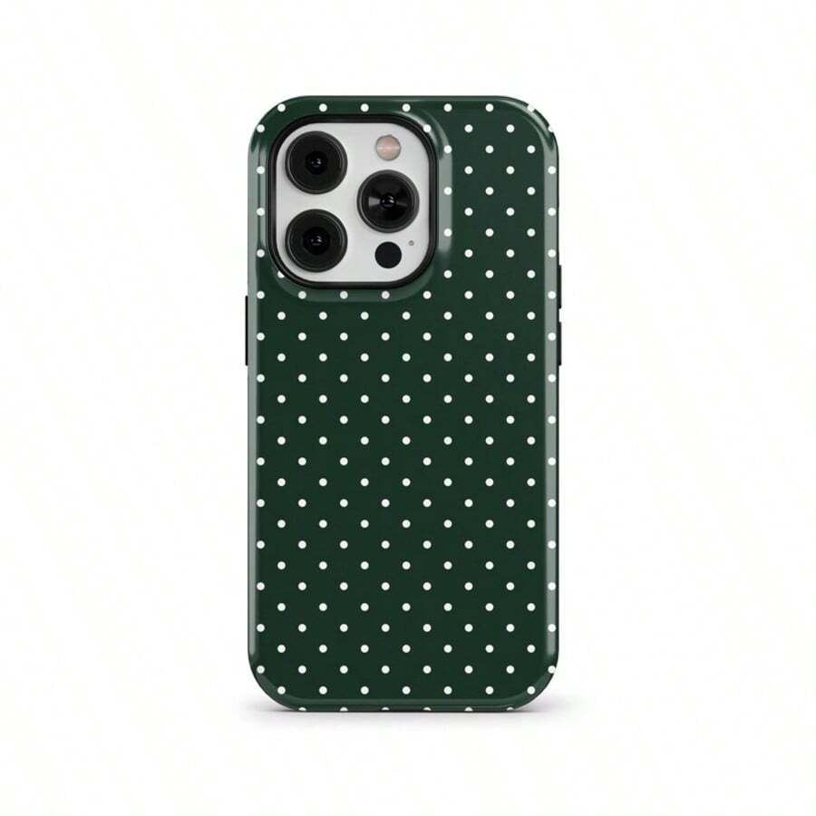 VESPOP 橄榄绿波点手机壳，兼容 17、16、15、14、13、12 Pro Max、Galaxy S26、S25、S23 和 Pixel。
