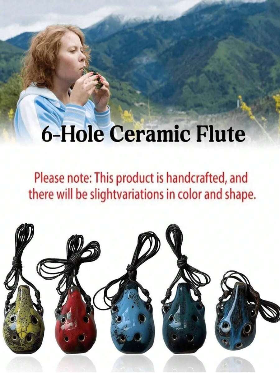 Flauta de cerámica de 6 agujeros, artesanías de cerámica, pequeños adornos, instrumentos musicales, armónicas de juguete, armónicas de juego, instrumentos musicales, flautas (instrumentos musicales)