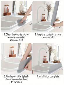 1 pieza Protector contra salpicaduras de fregadero con ventosa, almohadilla de silicona suave de fácil limpieza, diseño clásico que protege la ropa y el mostrador del agua para la cocina y el baño - Multicolor - Ver 5