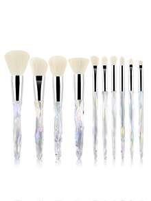 10pcs Crystal Texture Makeup Brush Set, Suitable For Women/Girls Powder, Contour, Eyeshadow Brushes - Multicolor - View 7