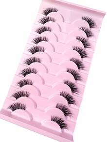 20片/套 半片式透明猫眼短款柔软3D仿貂毛假睫毛，自然妆容 - 黑色 - 查看 6