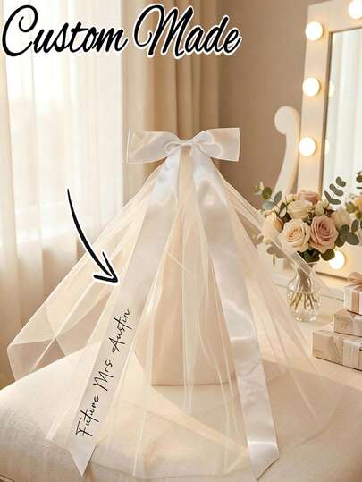 Khăn voan cô dâu cá nhân hóa, có thể tùy chỉnh với tên của bạn, khăn voan cô dâu cho đám cưới, phụ kiện chụp ảnh, phụ kiện tiệc độc thân, trang trí tiệc cưới, quà tặng đính hôn, và có thể tặng cho bạn gái, bạn thân, gia đình, mẹ, v.v. nhân dịp Ngày Valentine, sinh nhật, Ngày của Mẹ hoặc quà cưới.