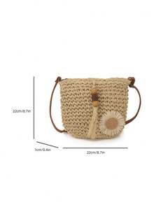 Summer Fashion Versatile Casual Handwoven Large Capacity Beach Straw Crossbody Bag - Beige - View 9