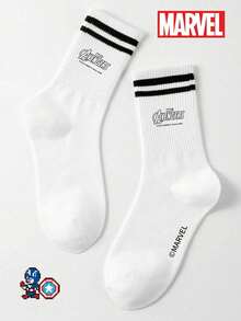 1/3 pares de calcetines oficiales de dibujos animados de Marvel para hombres, a rayas negras y blancas, transpirables y frescos, adecuados para el verano, resistentes al olor y que absorben la humedad. Calcetines de tobillo con diseño de dibujos animados casuales, adecuados para estudiantes y adultos para uso diario, regalos y deportes - Multicolor - Ver 7
