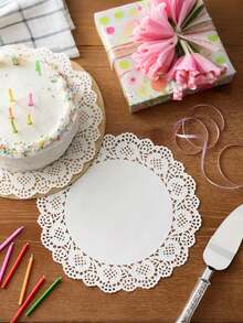 White Paper Lace Doilies, Round/Oval/Rectangular/Heart Shaped Disposable Paper Placemats, Suitable For Desserts, Fried Foods, Wedding Table Decor, Cake Packaging, Applicable For Dining Table, Wedding, Birthday, Cake, Desserts, Food, Tableware Decoration - Multicolor - View 2