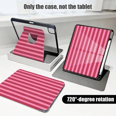 1 bao da gập có khe đựng bút, chân đế xoay 360°, giá đỡ bút tích hợp, họa tiết sọc hồng, chất liệu da PU với chức năng tự động tắt/mở màn hình, tương thích với Samsung A9/A9+/S9/S9FE/A11/A11+/S11/S10 FE/S10 FE+/S10 Lite, cũng tương thích với Apple A16 2025, Air 11/13, Honor, Matepad SE 11 và các dòng máy phổ biến khác, thích hợp làm quà tặng cho mùa tựu trường, ngày Valentine, quà tặng ngày lễ.