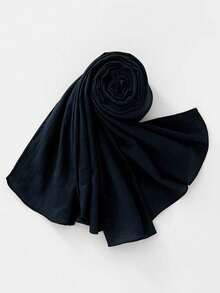 1件 Abaya 新款微弹褶皱棉质长方形锁边涤纶头巾 - 彩色 - 查看 5