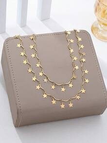 2 piezas Cadena de cintura con cuentas con diseño de conchas y estrellas de mar de estilo bohemio para mujeres - Amarillo Oro - Ver 11